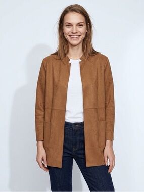 Women's Tan Faux Suede Long Coat